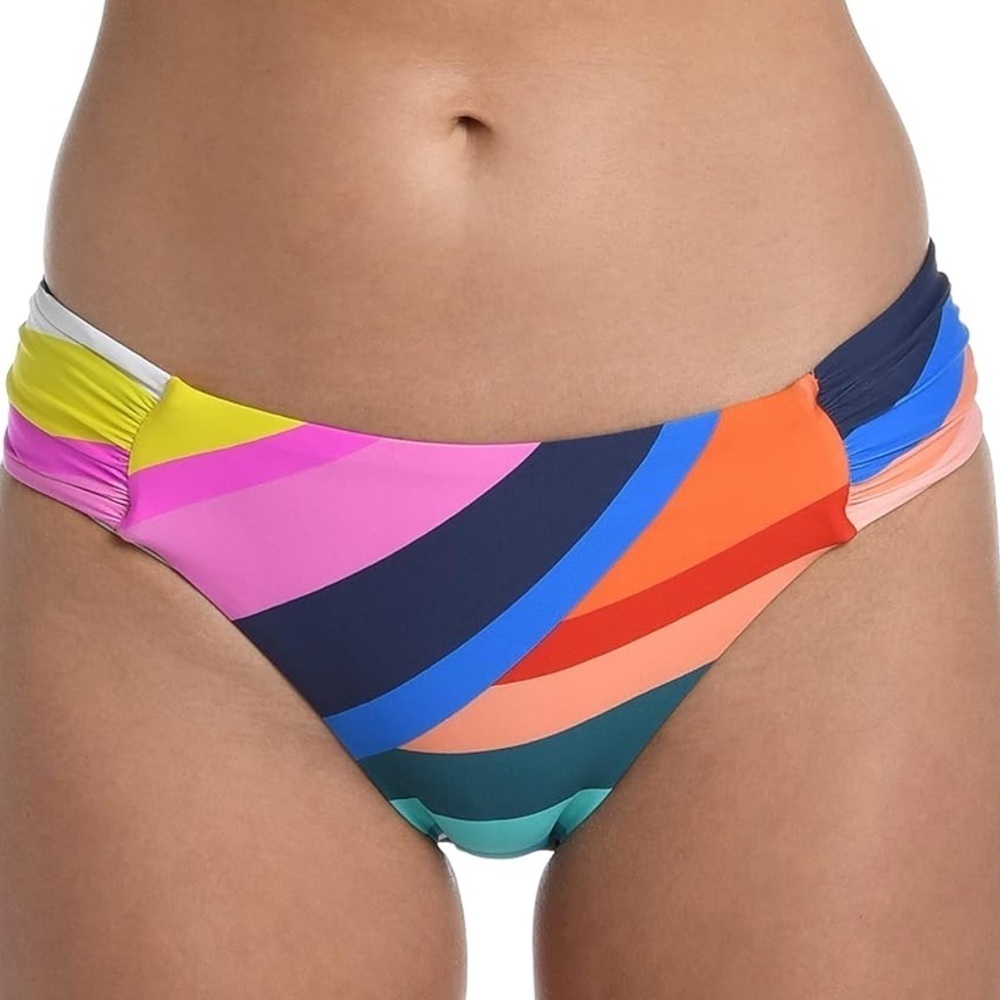 NWT La Blanca Women's Standard Side Shirred Hipster Swimsuit Bottom in Sunscape